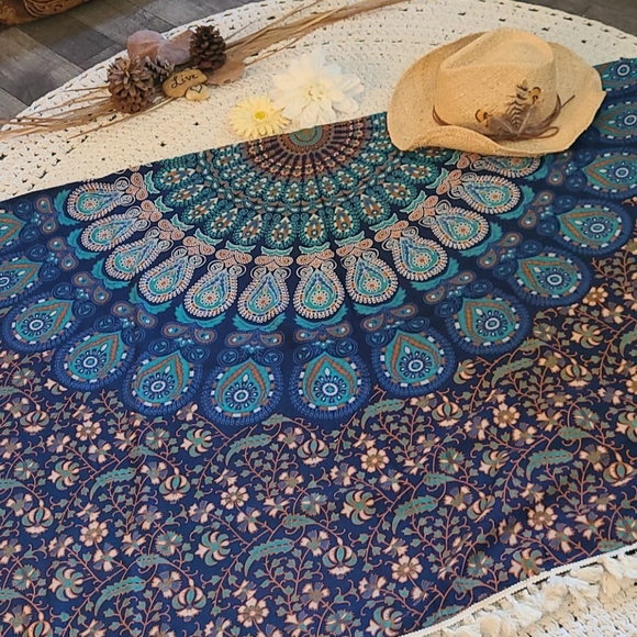 NEW BO HO FRINGE WALL ART,TABLE CLOTH, BED THROW - Picture 3 of 16